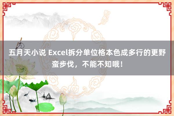 五月天小说 Excel拆分单位格本色成多行的更野蛮步伐，不能不知哦！