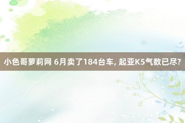 小色哥萝莉网 6月卖了184台车, 起亚K5气数已尽?