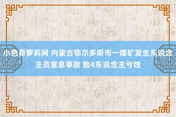 小色哥萝莉网 内蒙古鄂尔多斯市一煤矿发生东说念主员窒息事故 致4东说念主亏蚀