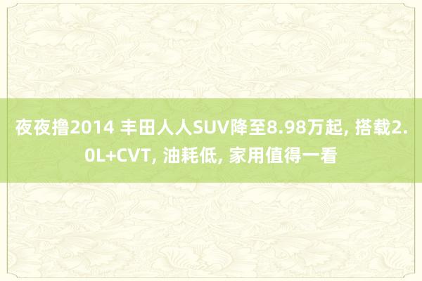 夜夜撸2014 丰田人人SUV降至8.98万起, 搭载2.0L+CVT, 油耗低, 家用值得一看