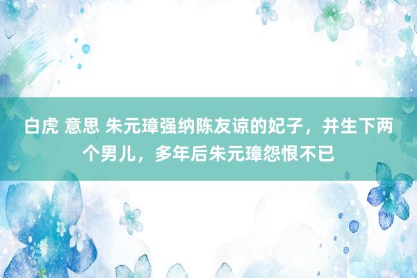 白虎 意思 朱元璋强纳陈友谅的妃子，并生下两个男儿，多年后朱元璋怨恨不已