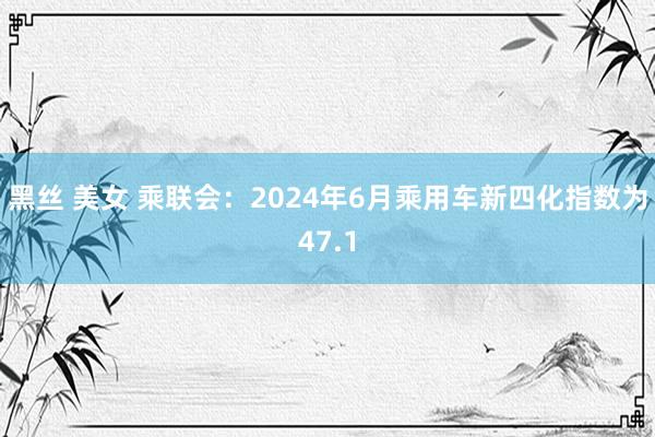 黑丝 美女 乘联会：2024年6月乘用车新四化指数为47.1