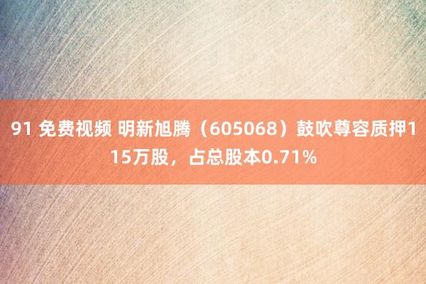 91 免费视频 明新旭腾（605068）鼓吹尊容质押115万股，占总股本0.71%