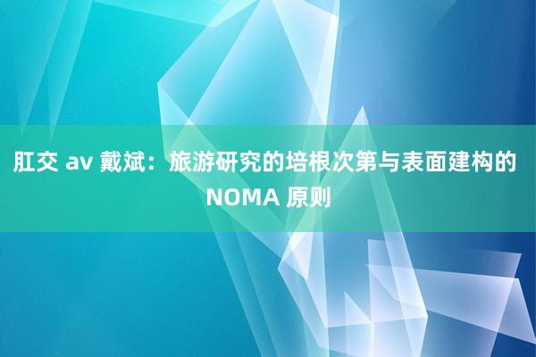 肛交 av 戴斌：旅游研究的培根次第与表面建构的 NOMA 原则