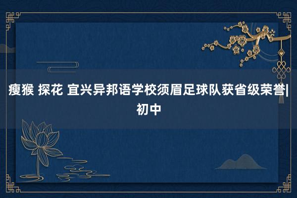 瘦猴 探花 宜兴异邦语学校须眉足球队获省级荣誉|初中